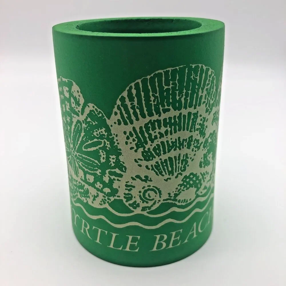 Myrtle Beach SC Beer Koozie Lot of 2 Myrtle Beach Green Foam VINTAGE